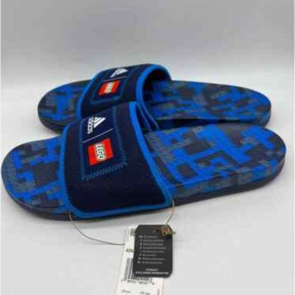 Adidas Adilette Comfort X Lego Slides Navy Blue Rush GW0823 Men’s 8 Women’s 9 - Picture 3 of 4